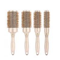 Private Label Nylon Bristle Ceramic Ionic Hair Salon Styling Round Brush, New design custom logo Golden Ceramic Hair Brush