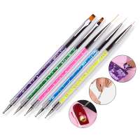 Double-headed Point Nail Drill Wire Drawing Pen Sequins 5pcs Kolinsky Hair Nail Brush Tool For Women Beauty